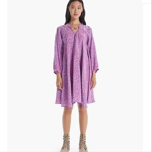 Natalie Martin Lavender Pink Silk Printed Midi Dress